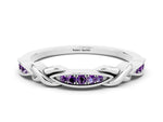 Twisted Marquise Amethyst Pavé Band in Silver with Shared Prong Setting