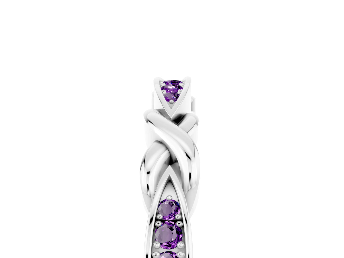 Twisted Marquise Amethyst Pavé Band in Silver with Shared Prong Setting_5