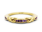 Twisted Marquise Amethyst Pavé Band in Yellow gold with Shared Prong Setting