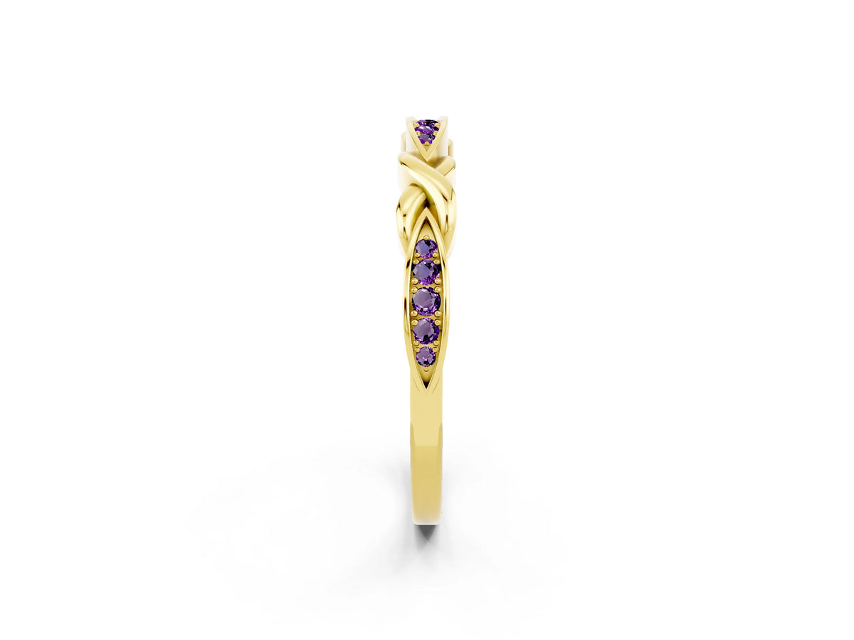 Twisted Marquise Amethyst Pavé Band in Yellow gold with Shared Prong Setting_2