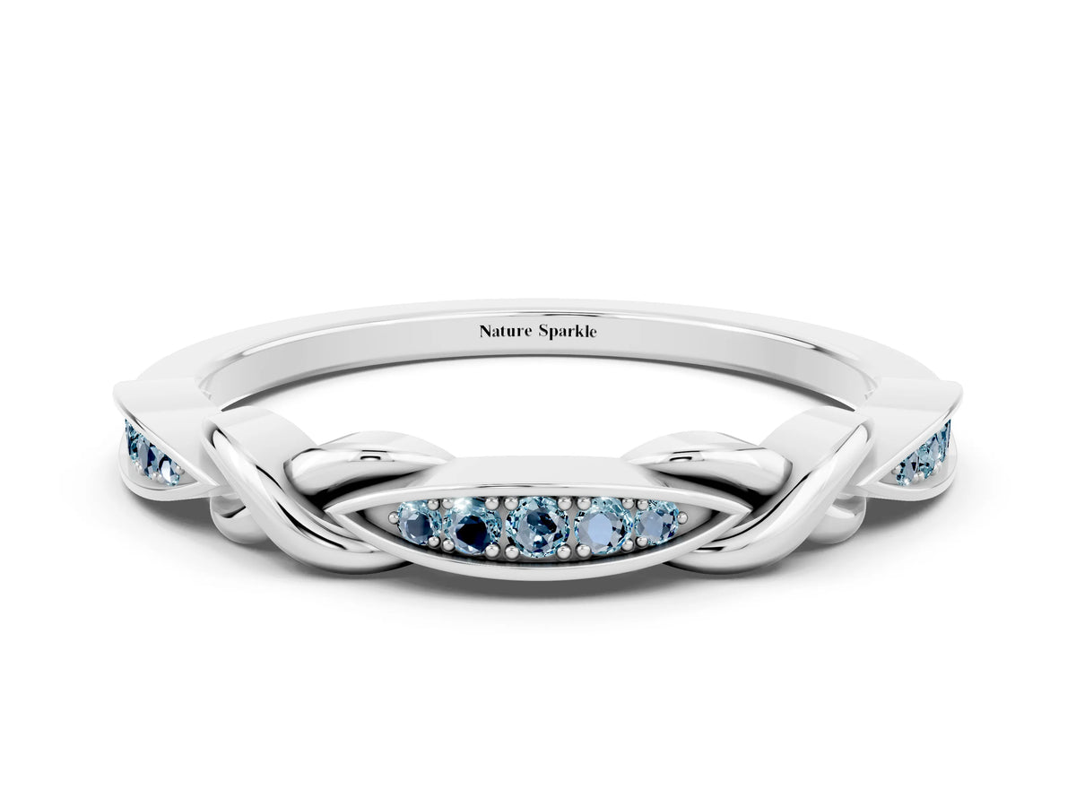 Twisted Marquise Aquamarine Pavé Band in Platinum with Shared Prong Setting