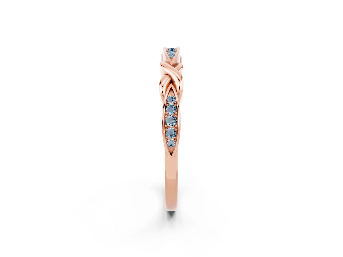 Twisted Marquise Aquamarine Pavé Band in Rose gold with Shared Prong Setting_2
