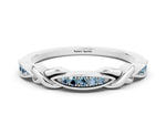 Twisted Marquise Aquamarine Pavé Band in Silver with Shared Prong Setting