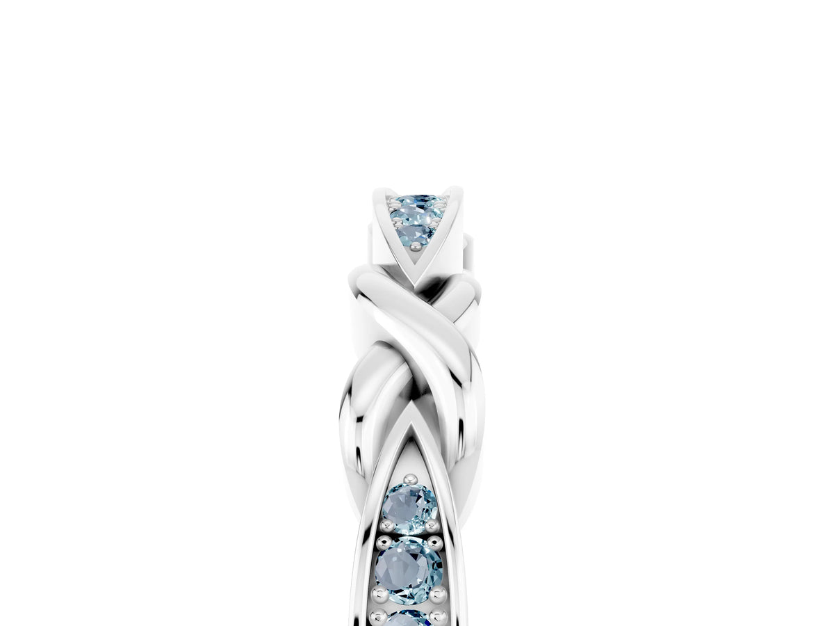 Twisted Marquise Aquamarine Pavé Band in Silver with Shared Prong Setting_5