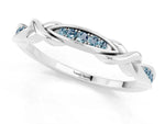 Twisted Marquise Aquamarine Pavé Band in White gold with Shared Prong Setting_1