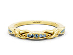 Twisted Marquise Aquamarine Pavé Band in Yellow gold with Shared Prong Setting