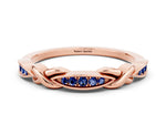 Twisted Marquise Blue Sapphire Pavé Band in Rose gold with Shared Prong Setting