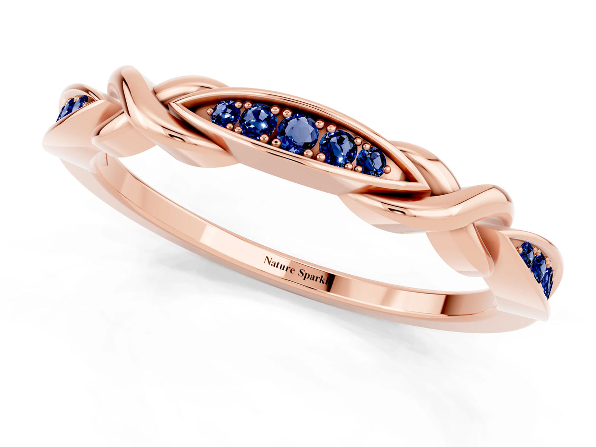 Twisted Marquise Blue Sapphire Pavé Band in Rose gold with Shared Prong Setting_1