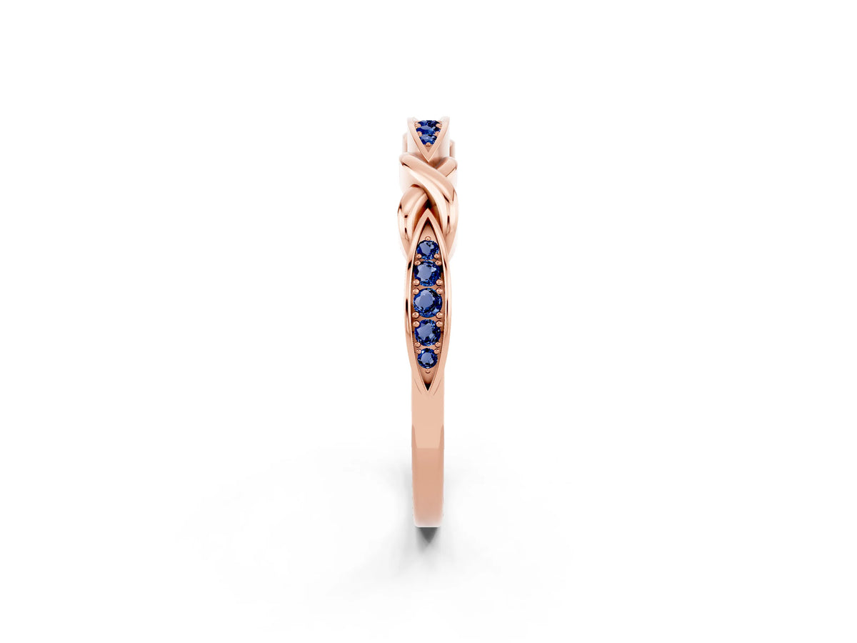 Twisted Marquise Blue Sapphire Pavé Band in Rose gold with Shared Prong Setting_2
