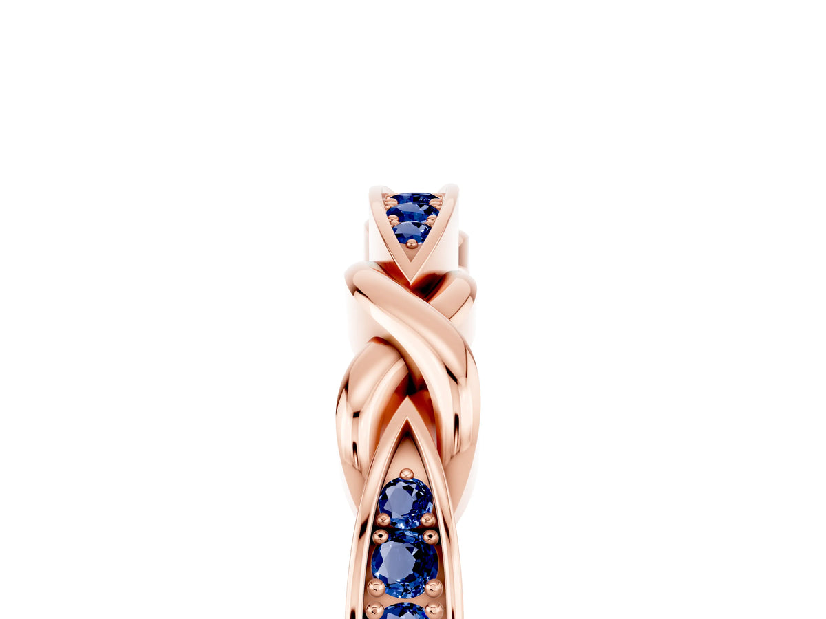 Twisted Marquise Blue Sapphire Pavé Band in Rose gold with Shared Prong Setting_5