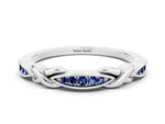 Twisted Marquise Blue Sapphire Pavé Band in Silver with Shared Prong Setting