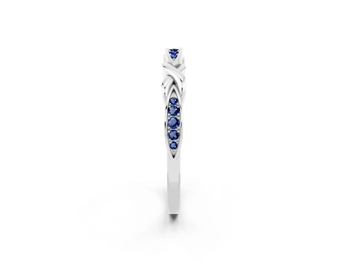 Twisted Marquise Blue Sapphire Pavé Band in Silver with Shared Prong Setting_2