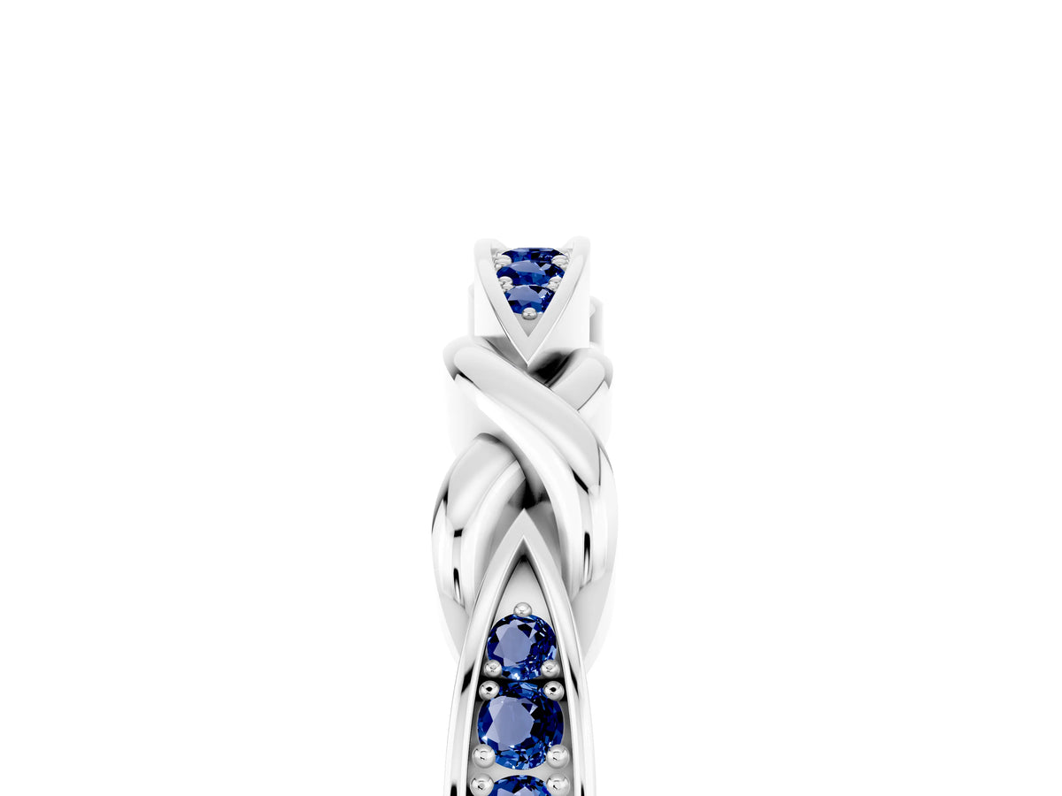 Twisted Marquise Blue Sapphire Pavé Band in Silver with Shared Prong Setting_5