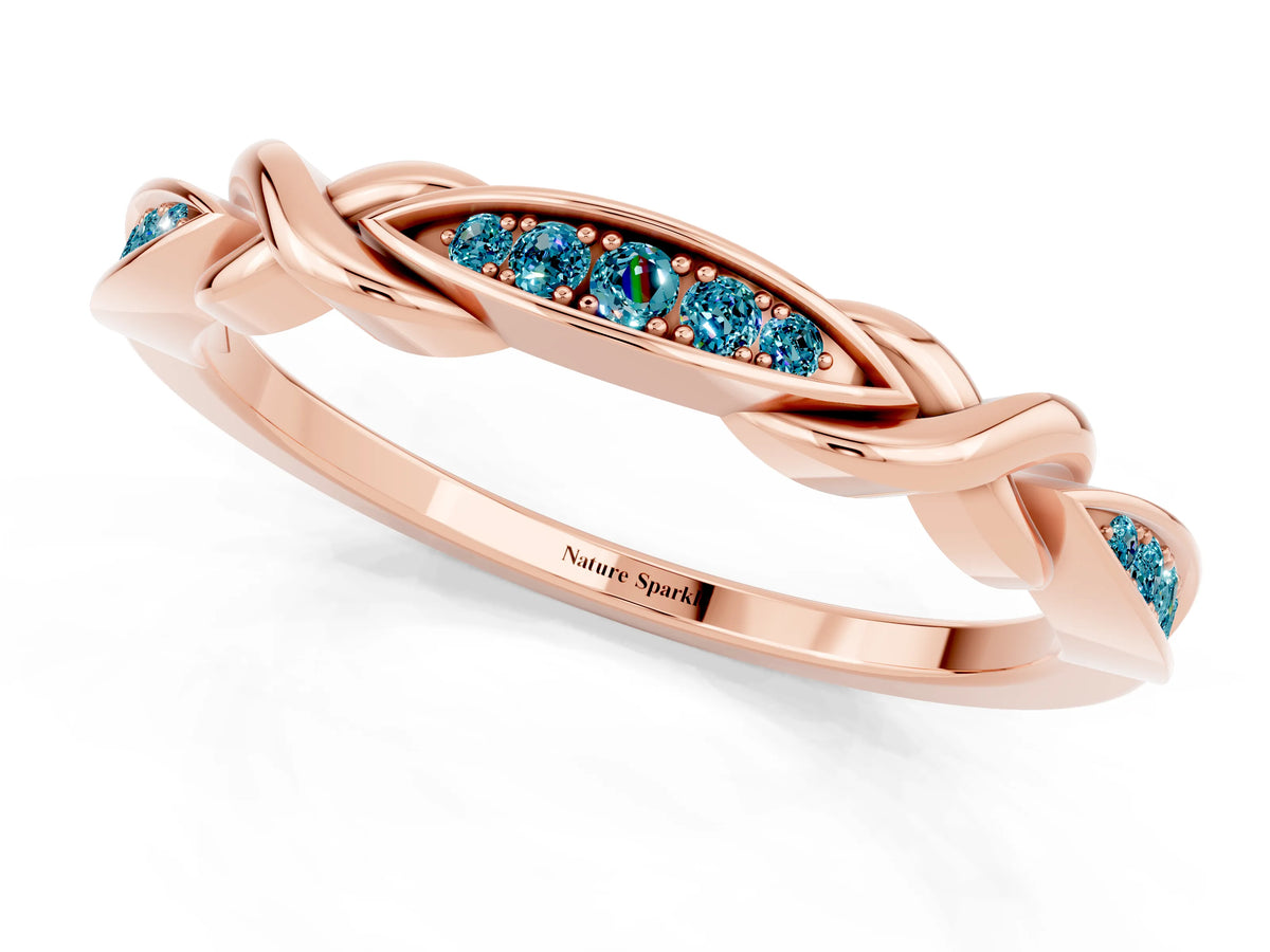 Twisted Marquise Blue Topaz Pavé Band in Rose gold with Shared Prong Setting_1