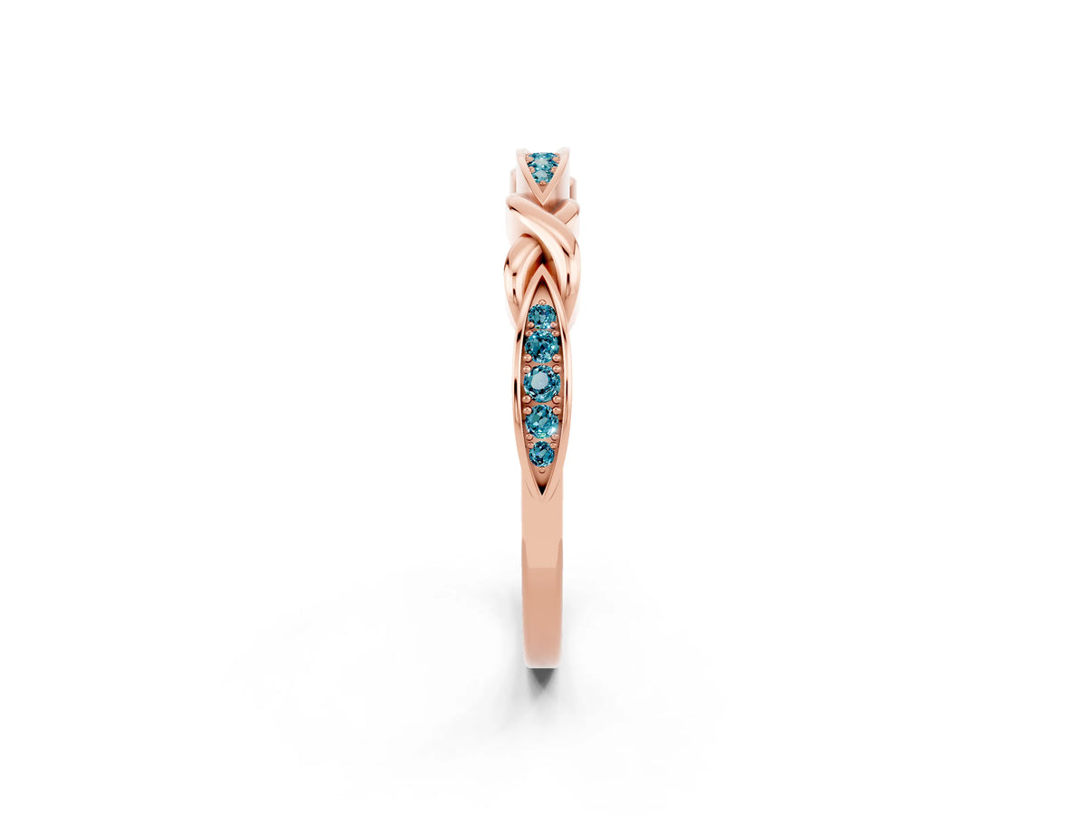 Twisted Marquise Blue Topaz Pavé Band in Rose gold with Shared Prong Setting_2