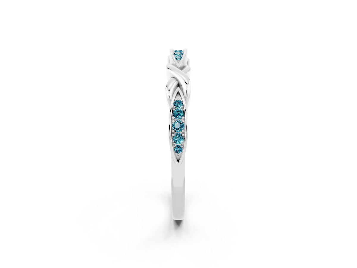 Twisted Marquise Blue Topaz Pavé Band in Silver with Shared Prong Setting_2