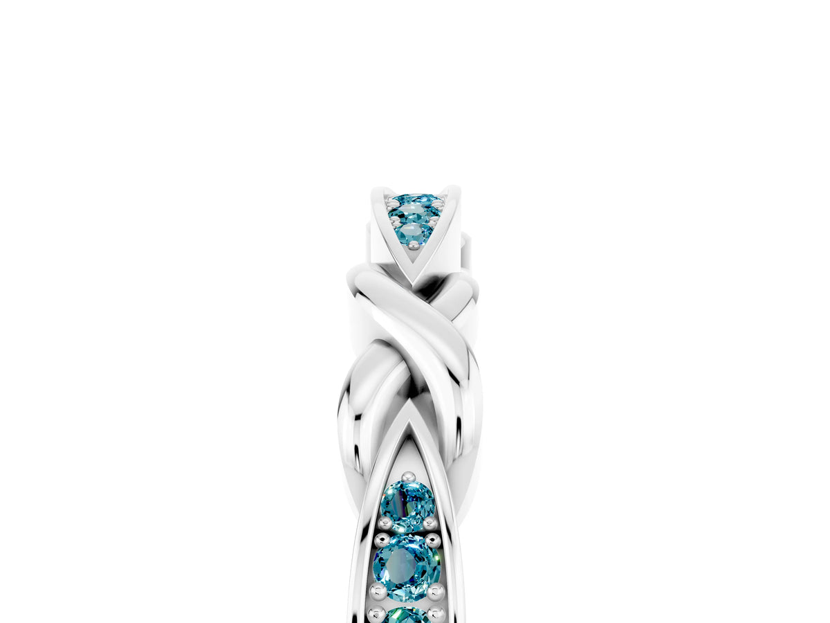 Twisted Marquise Blue Topaz Pavé Band in Silver with Shared Prong Setting_5
