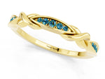 Twisted Marquise Blue Topaz Pavé Band in Yellow gold with Shared Prong Setting_1
