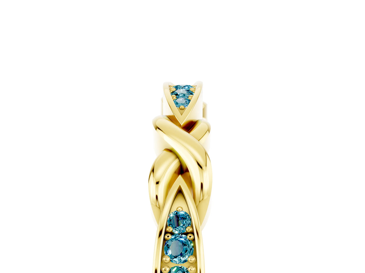 Twisted Marquise Blue Topaz Pavé Band in Yellow gold with Shared Prong Setting_5