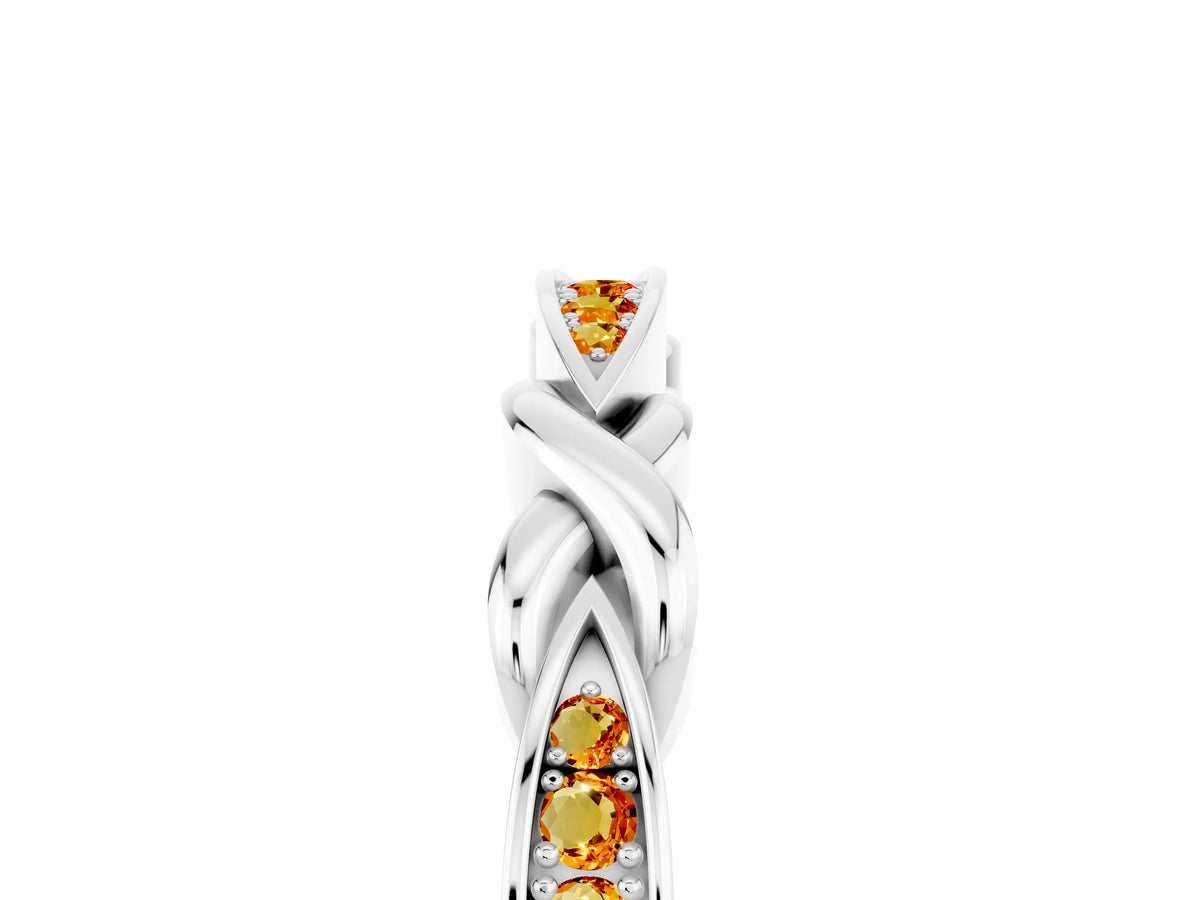 Twisted Marquise Citrine Pavé Band in Platinum with Shared Prong Setting_5