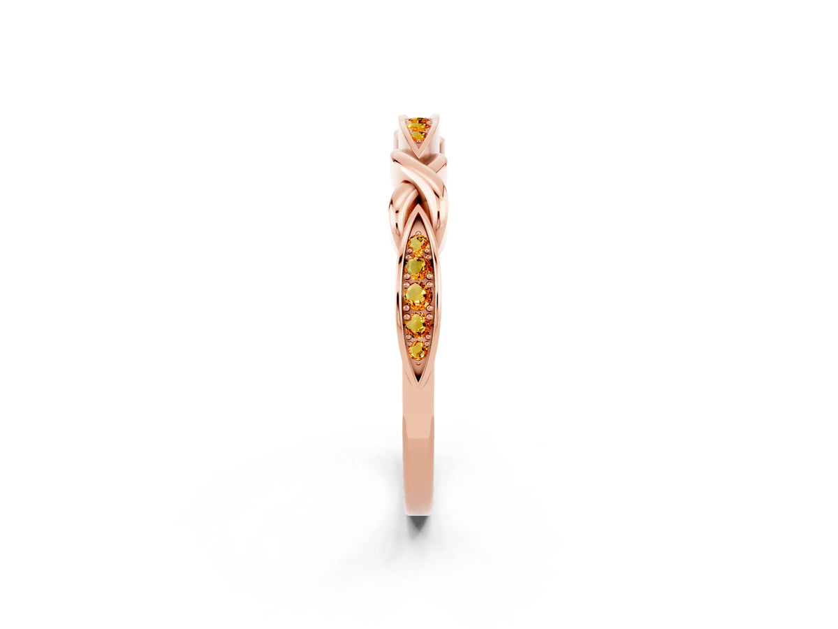 Twisted Marquise Citrine Pavé Band in Rose gold with Shared Prong Setting_2