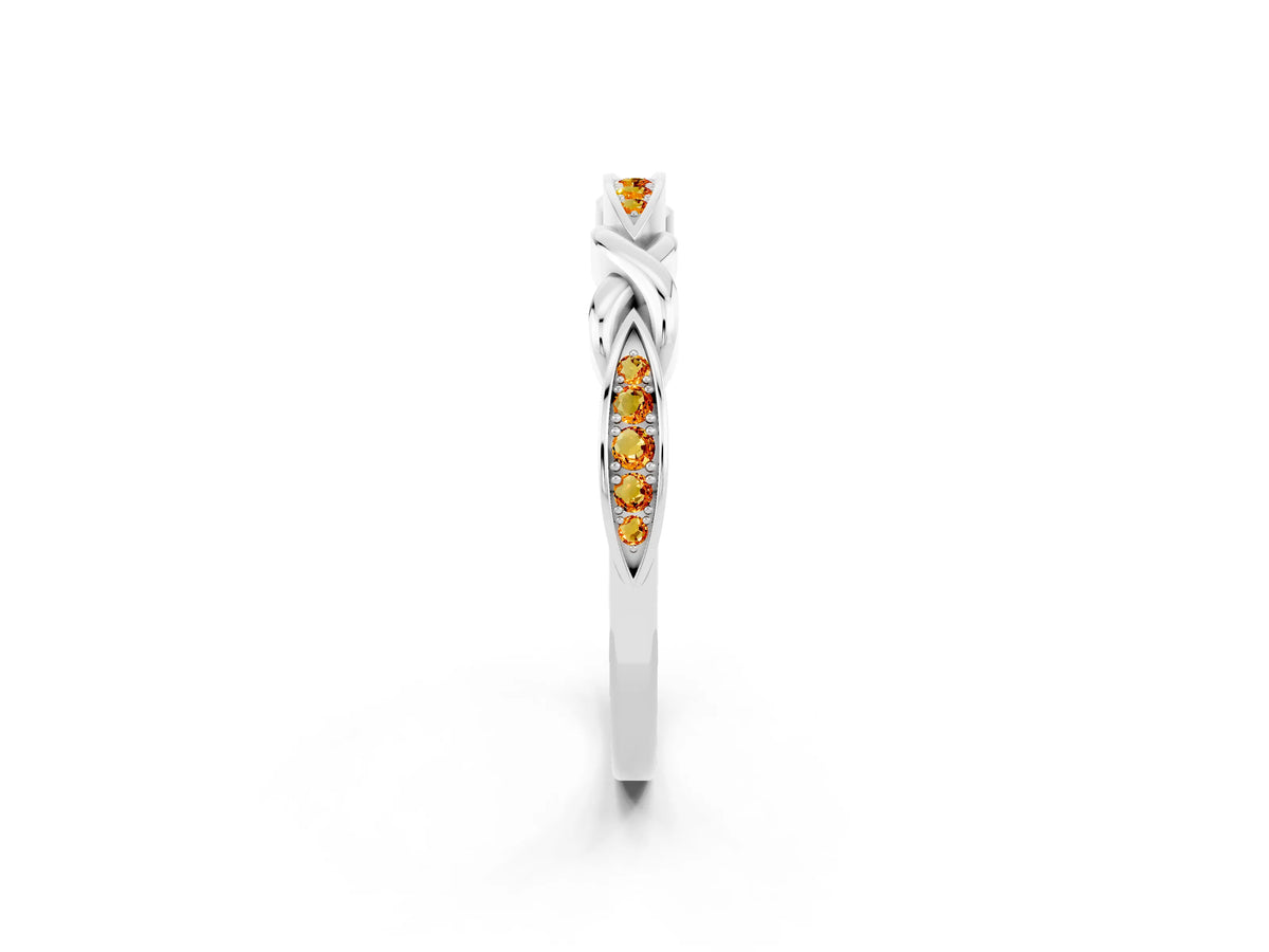 Twisted Marquise Citrine Pavé Band in Silver with Shared Prong Setting_2
