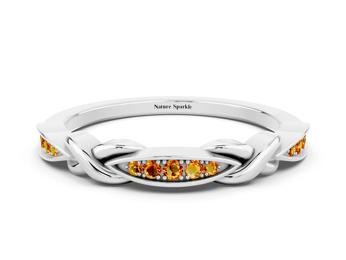 Twisted Marquise Citrine Pavé Band in White gold with Shared Prong Setting