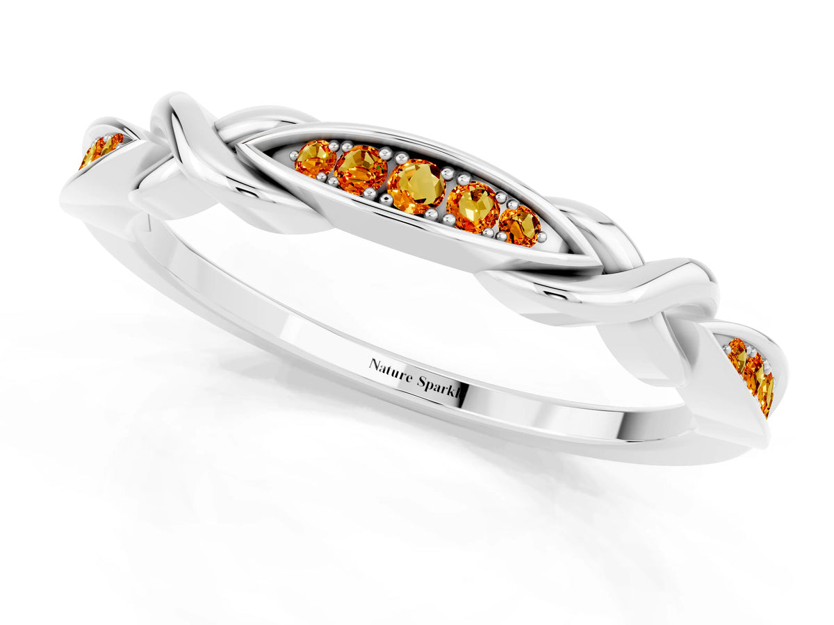Twisted Marquise Citrine Pavé Band in White gold with Shared Prong Setting_1
