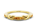 Twisted Marquise Citrine Pavé Band in Yellow gold with Shared Prong Setting