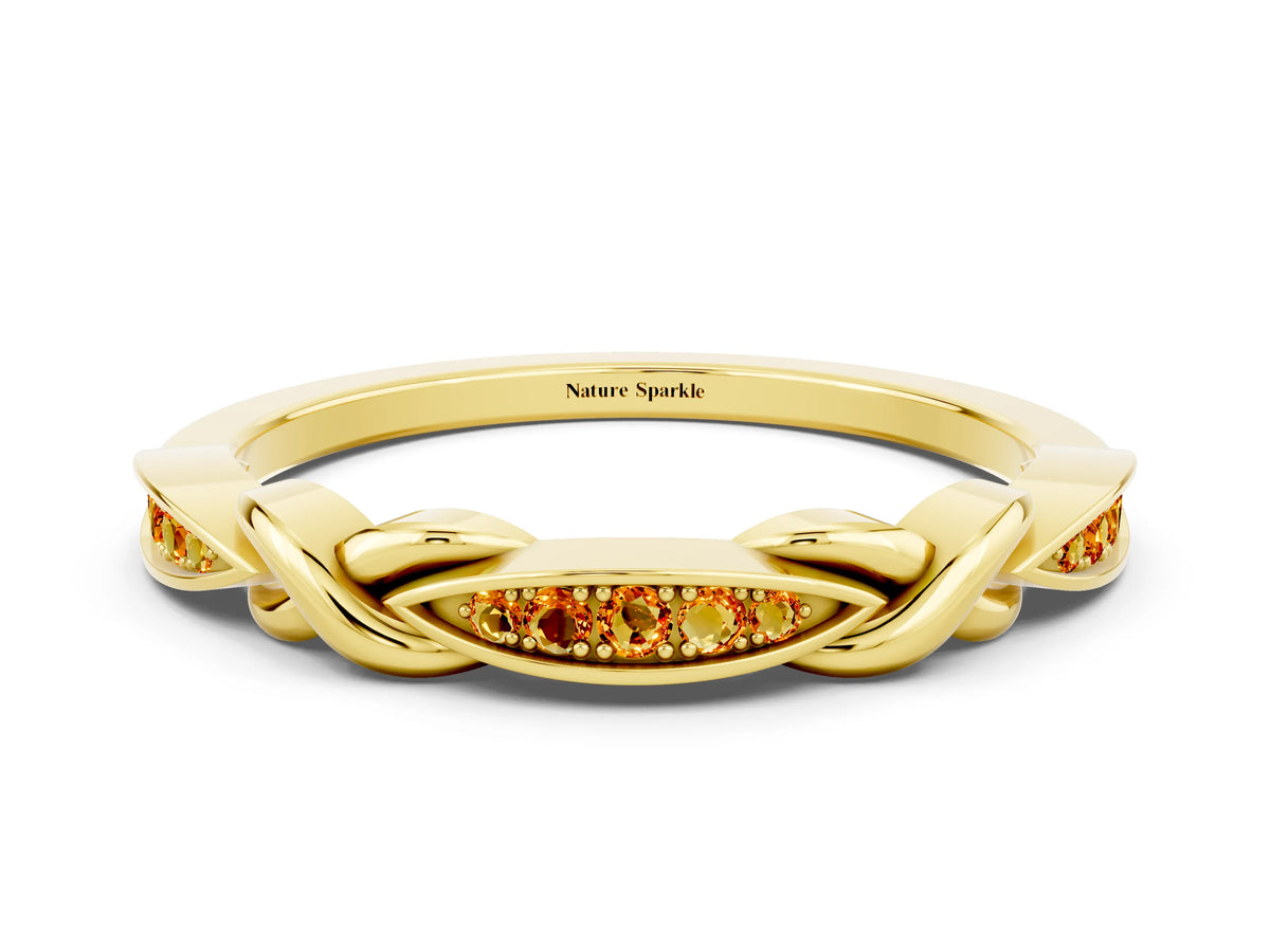 Twisted Marquise Citrine Pavé Band in Yellow gold with Shared Prong Setting