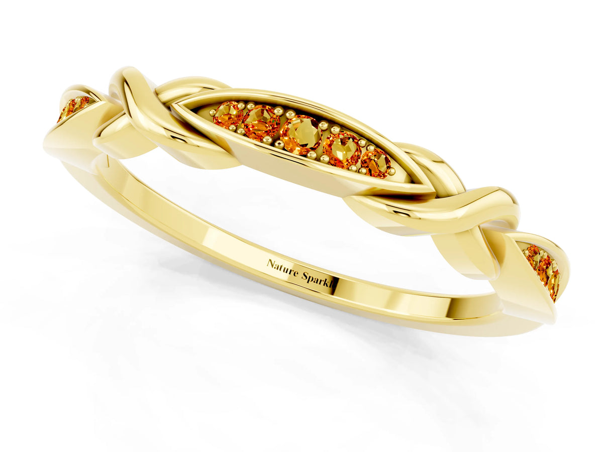 Twisted Marquise Citrine Pavé Band in Yellow gold with Shared Prong Setting_1
