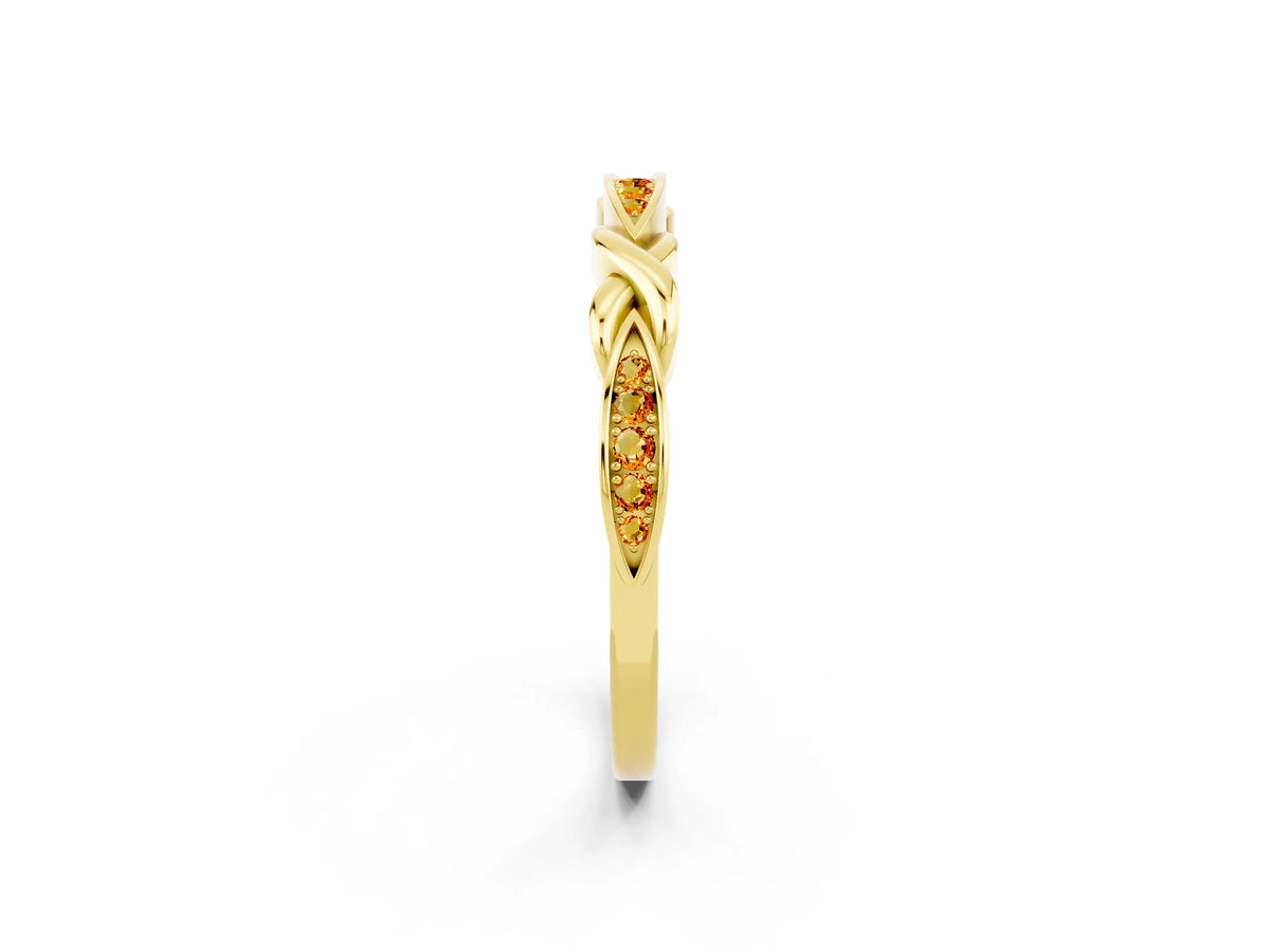 Twisted Marquise Citrine Pavé Band in Yellow gold with Shared Prong Setting_2