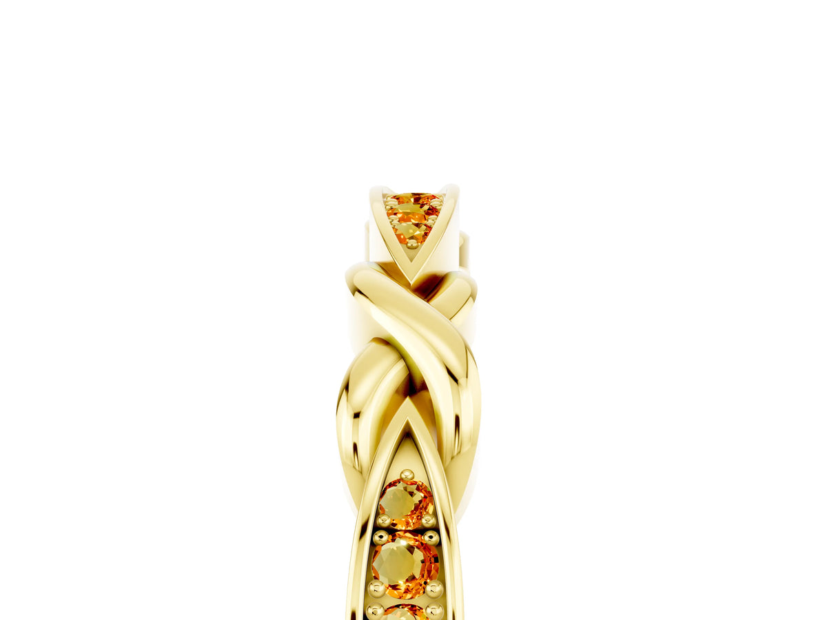 Twisted Marquise Citrine Pavé Band in Yellow gold with Shared Prong Setting_5