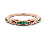 Twisted Marquise Emerald Pavé Band in Rose gold with Shared Prong Setting