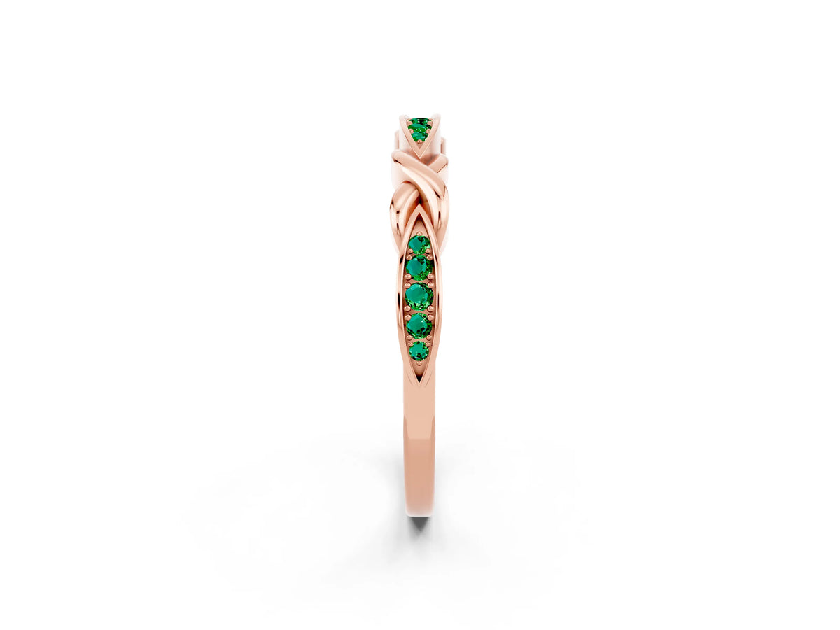 Twisted Marquise Emerald Pavé Band in Rose gold with Shared Prong Setting_2