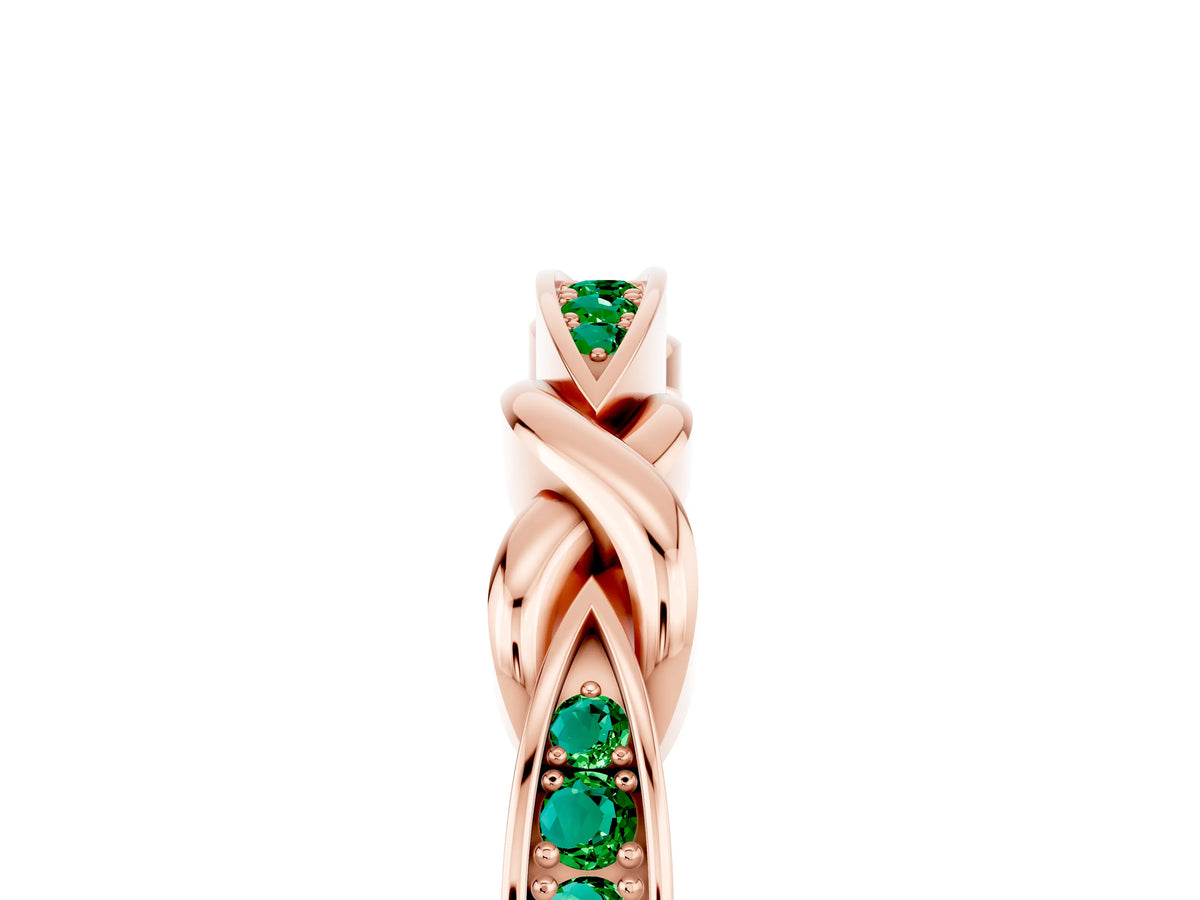 Twisted Marquise Emerald Pavé Band in Rose gold with Shared Prong Setting_5