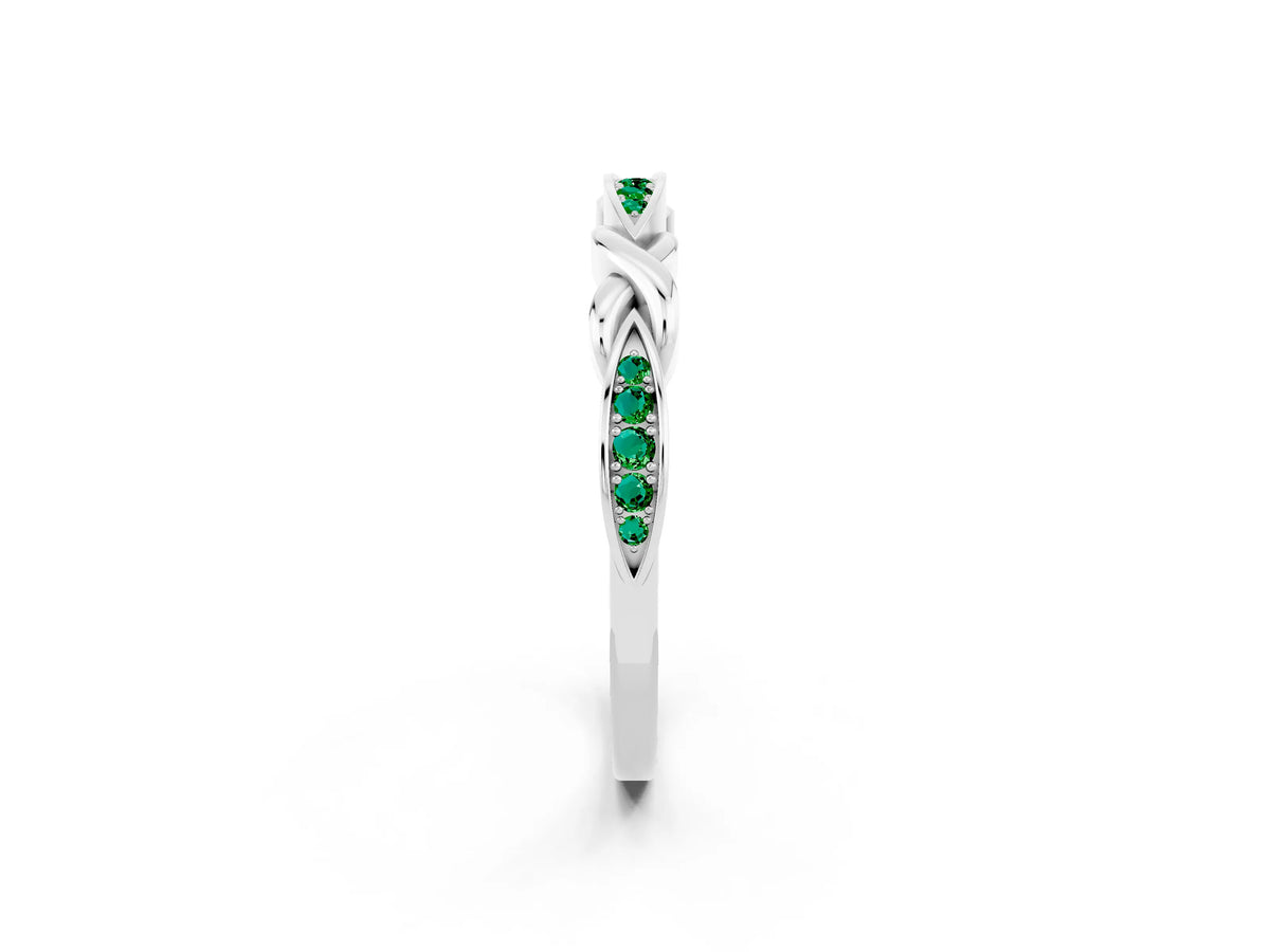 Twisted Marquise Emerald Pavé Band in Silver with Shared Prong Setting_2
