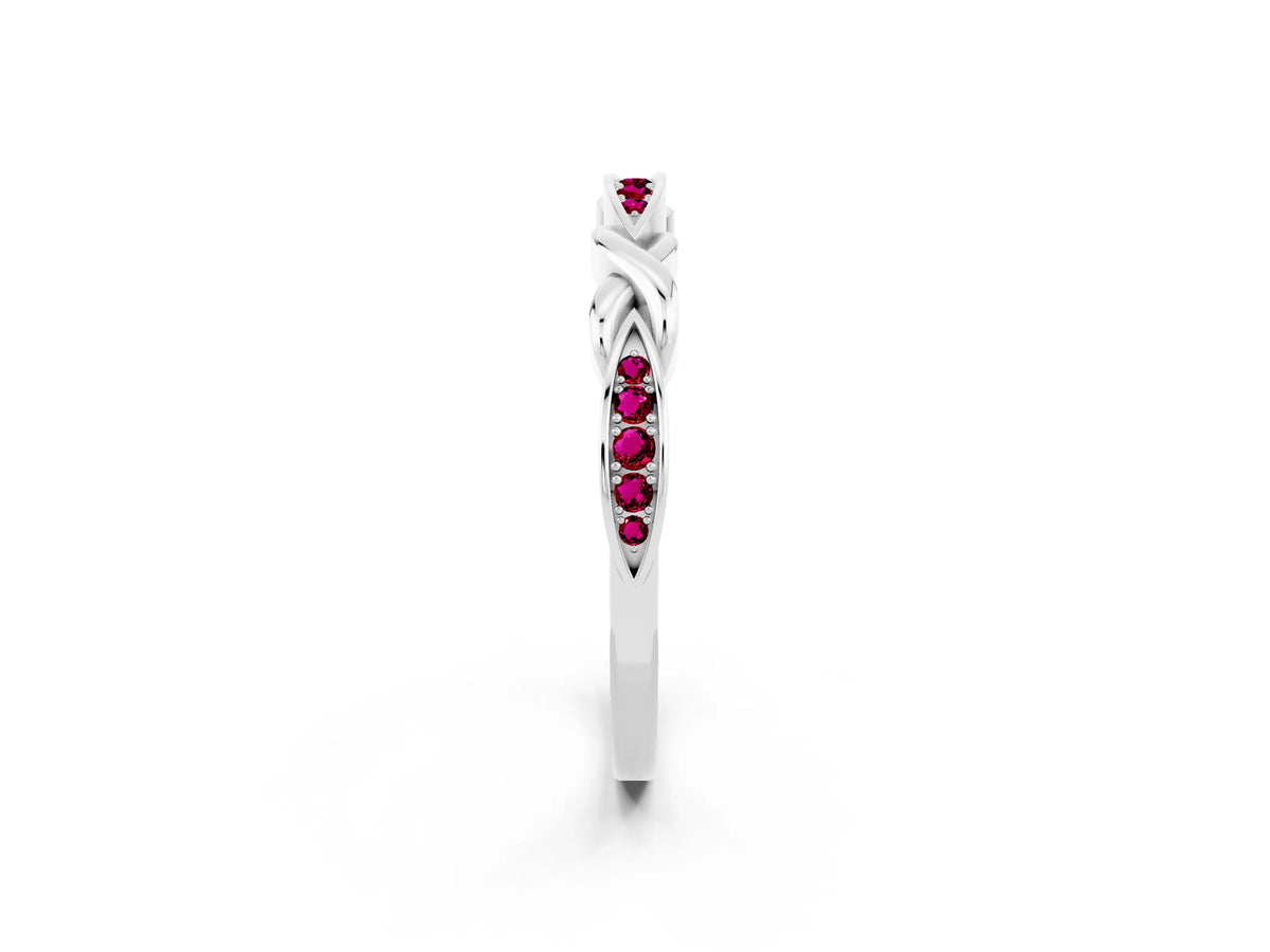 Twisted Marquise Garnet Pavé Band in Platinum with Shared Prong Setting_2
