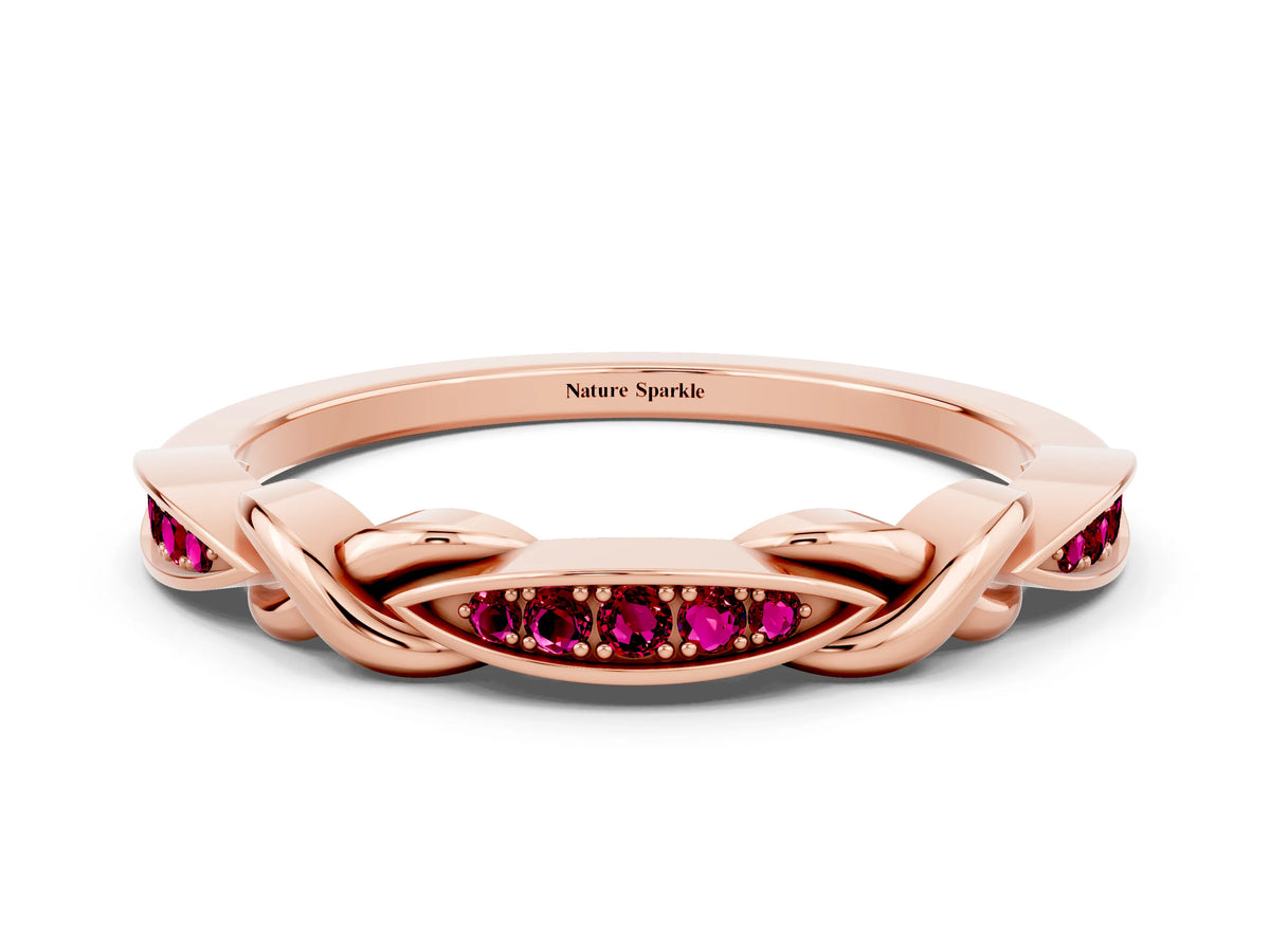 Twisted Marquise Garnet Pavé Band in Rose gold with Shared Prong Setting