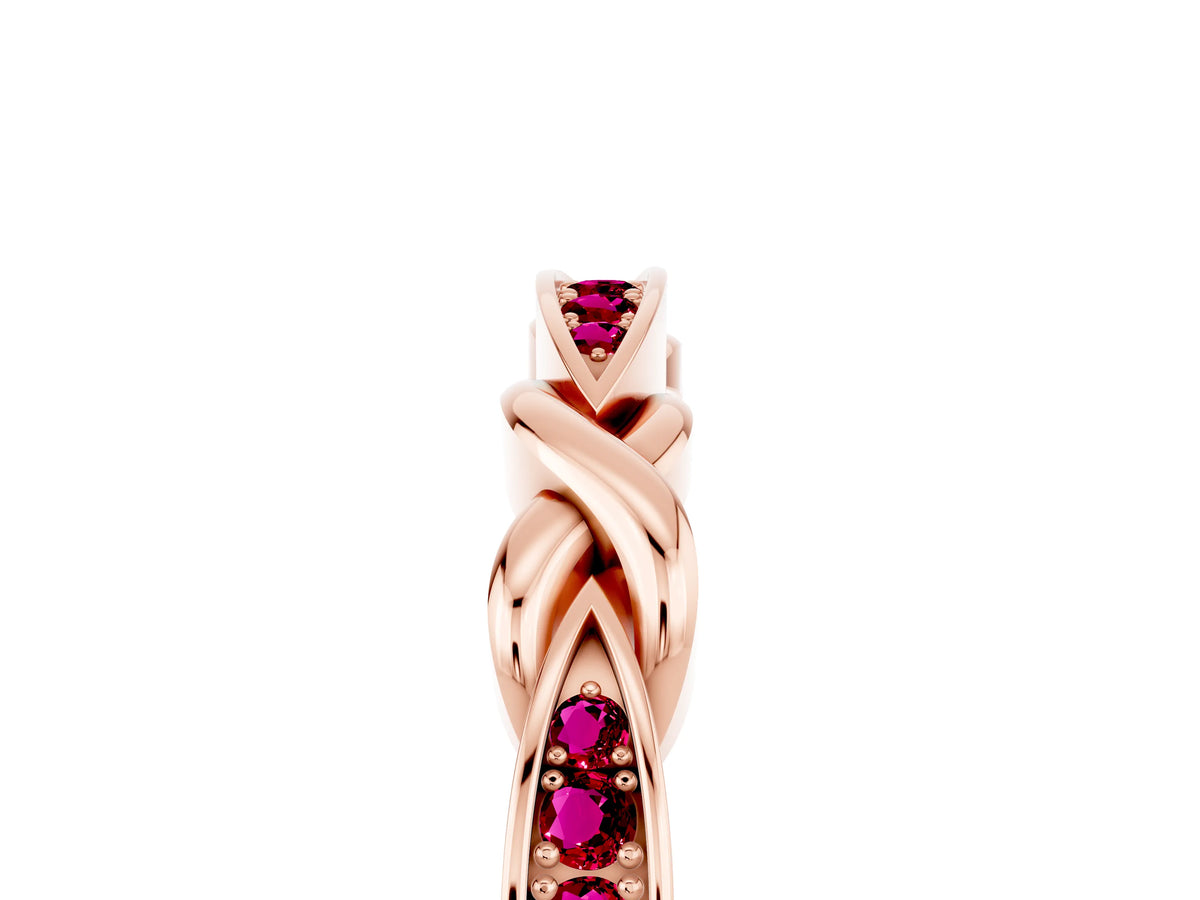 Twisted Marquise Garnet Pavé Band in Rose gold with Shared Prong Setting_5