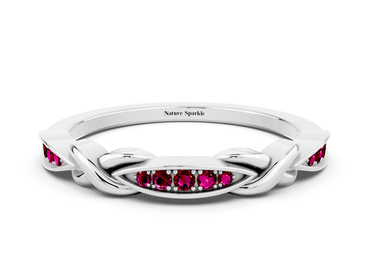 Twisted Marquise Garnet Pavé Band in Silver with Shared Prong Setting