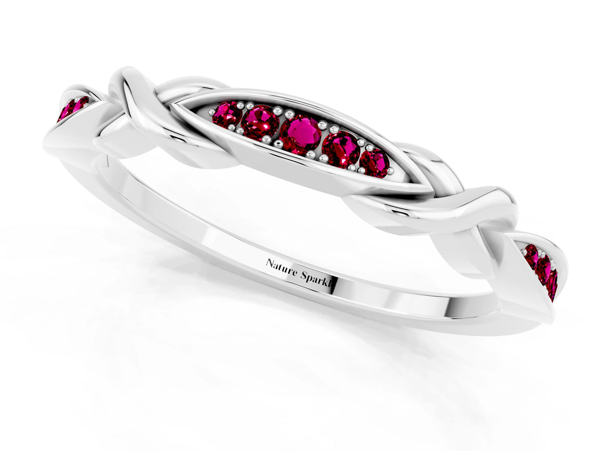 Twisted Marquise Garnet Pavé Band in Silver with Shared Prong Setting_1