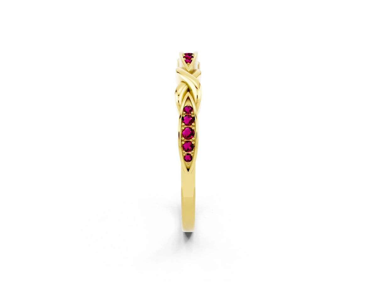 Twisted Marquise Garnet Pavé Band in Yellow gold with Shared Prong Setting_2