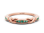 Twisted Marquise Green Sapphire Pavé Band in Rose gold with Shared Prong Setting