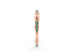 Twisted Marquise Green Sapphire Pavé Band in Rose gold with Shared Prong Setting_2