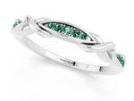 Twisted Marquise Green Sapphire Pavé Band in Silver with Shared Prong Setting_1