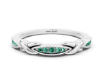 Twisted Marquise Green Sapphire Pavé Band in White gold with Shared Prong Setting