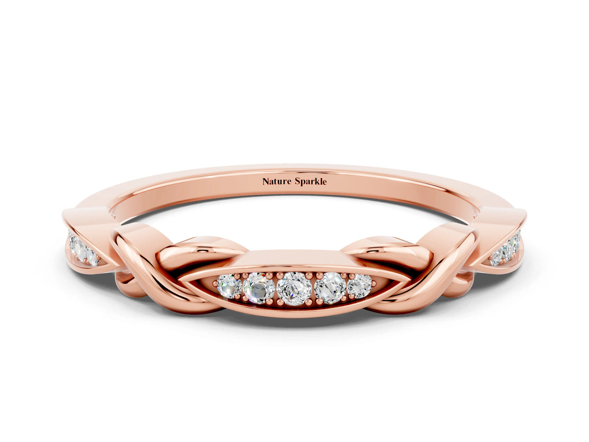 Twisted Marquise Moissanite Pavé Band in Rose gold with Shared Prong Setting
