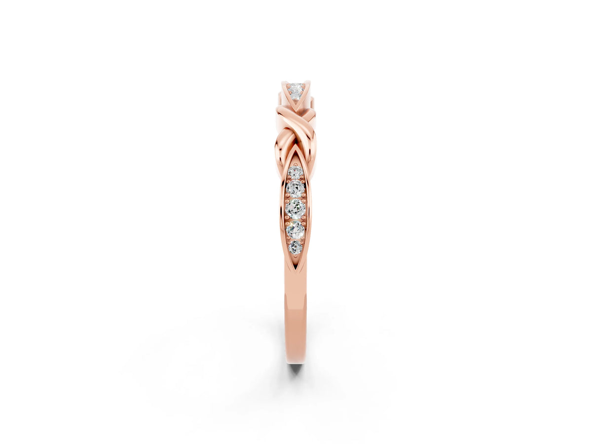 Twisted Marquise Moissanite Pavé Band in Rose gold with Shared Prong Setting_2