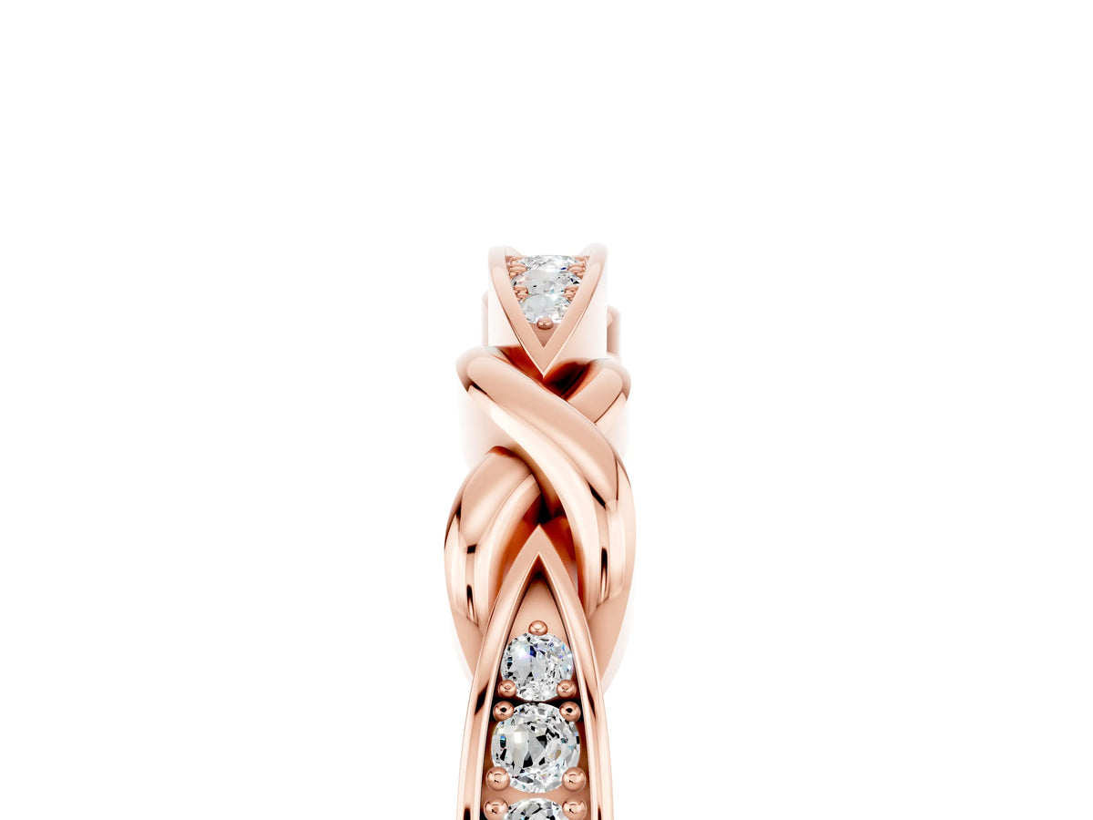 Twisted Marquise Moissanite Pavé Band in Rose gold with Shared Prong Setting_5